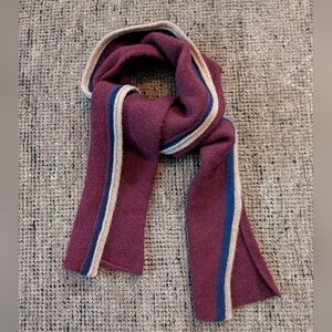 Vintage Y2K Gap Mens Colorblock Lambswool Scarf Stripe 2004 Preppy Burgundy